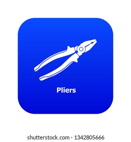 Pliers icon blue vector isolated on white background