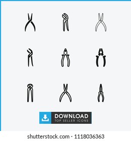 Pliers icon. collection of 9 pliers filled and outline icons such as . editable pliers icons for web and mobile.