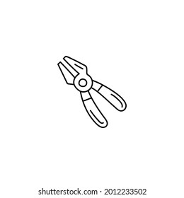 Pliers icon in flat black line style, isolated on white background 