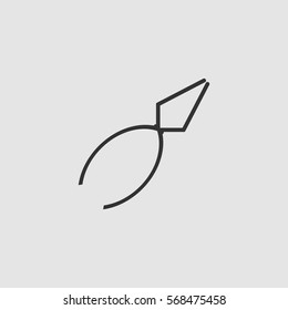Pliers icon flat. Black pictogram on grey background. Vector illustration symbol