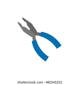 Pliers icon in flat color style. Tool industrial construction mechanic electric electronic