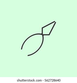 Pliers icon flat. Grey vector symbol on green background
