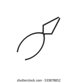 Pliers icon flat. Illustration isolated on white background. Vector grey sign symbol