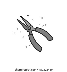 Pliers icon in flat outlined grayscale style. Vector illustration.