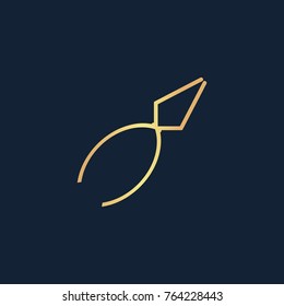 Pliers icon flat. Simple gold pictogram on dark background. Vector illustration symbol