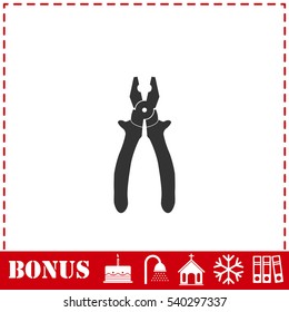 Pliers icon flat. Simple vector symbol and bonus icon