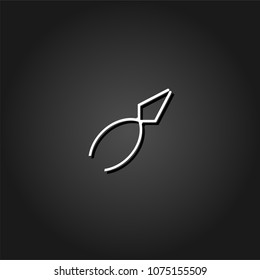 Pliers icon flat. Simple White pictogram on black background with shadow. Vector illustration symbol