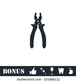 Pliers icon flat. Vector illustration symbol and bonus pictogram