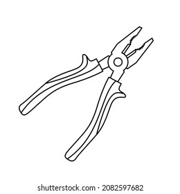 Pliers icon. Hand tool linear icon. Vector illustration. Black pliers icon