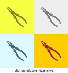 Pliers Icon on Four Different Backgrounds. Eps-10.