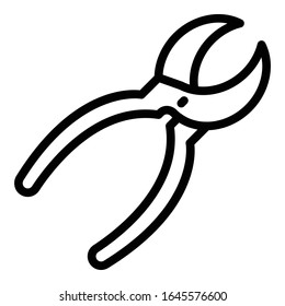 Icono de las pinzas. Icono vectorial de pinzas de esquema para diseño web aislado en fondo blanco