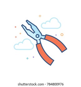 Pliers icon in outlined flat color style. Vector illustration.