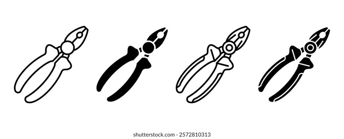 Pliers icon. Repair tool symbol. Handle pliers vector illustration. Construction equipment sign. Repairman fixing hardware pictogram. Technician specialist instrument isolated concept.