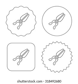 Pliers icon. Repairing fix tool sign. Flat circle, star and emblem buttons. Labels design. Vector