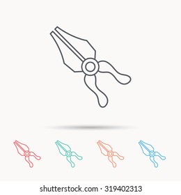 Pliers icon. Repairing fix tool sign. Linear icons on white background. Vector