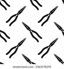 Pliers Icon Seamless Pattern, Hand Tool To Hold Objects Firmly Vector Art Illustration