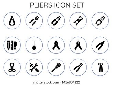 pliers icon set. 15 filled pliers icons.  Simple modern icons about  - Pliers, Tools, Plier, Awl, Tool