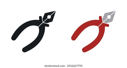 Pliers icon set in black and colored versions.