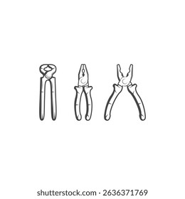 Pliers Icon set flat vector design