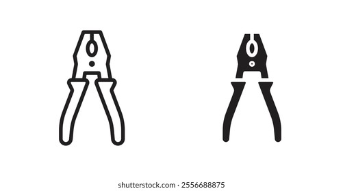 Pliers icon set in Thin line black color.