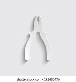 pliers icon with shadow on a grey background
