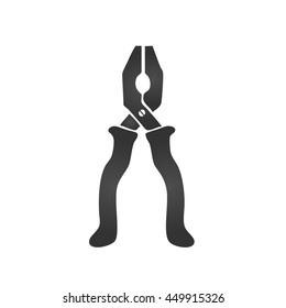 Pliers icon. Simple flat logo of pliers on white background. Vector illustration.
