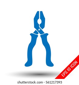Pliers icon. Simple flat logo of pliers on white background. Vector illustration.