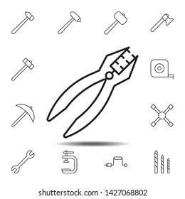 pliers icon. Simple thin line, outline vector element of Construction tools icons set for UI and UX, website or mobile application