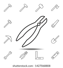 pliers icon. Simple thin line, outline vector element of Construction tools icons set for UI and UX, website or mobile application