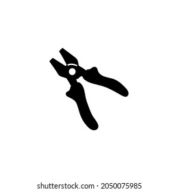 Pliers icon in solid black flat shape glyph icon, isolated on white background 
