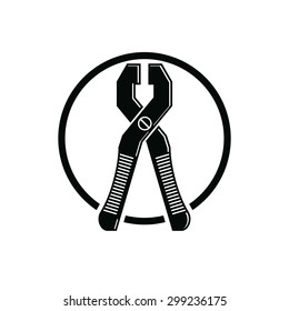 Pliers icon, for use in reparation, carpentry, building. Detailed vector illustration of nippers, repair work tool. Industry utensil symbol.

