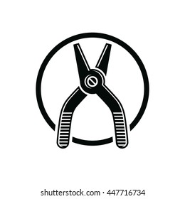 Pliers icon, for use in reparation, carpentry, building. Detailed vector illustration of nippers, repair work tool. Industry utensil symbol.