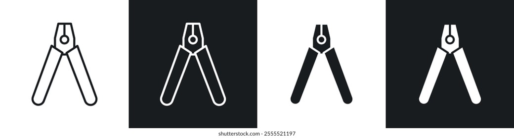 Pliers icon vector collection in black and white.