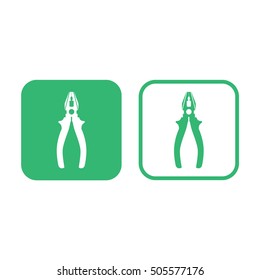 Pliers icon vector. Green and white