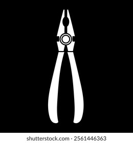 Pliers icon vector illustration, pliers clip art, plier tool clipart, white on black background