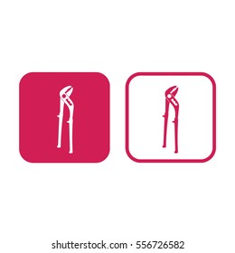 Pliers icon vector. Pink and white