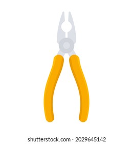 Pliers icon. Work tool in orange color. Flat style. Vector isolated on white	