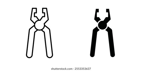 Pliers icons in black filled and outlined style