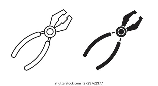 Pliers icons in filled, thin line, outline and strokes
