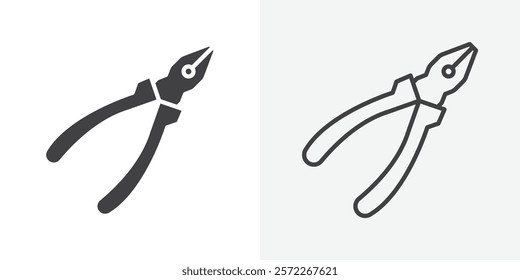 Pliers icons. flat and line style set