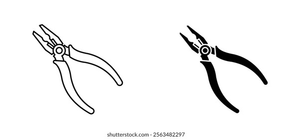 Pliers icons in outline and fill. vector illustration for ui.