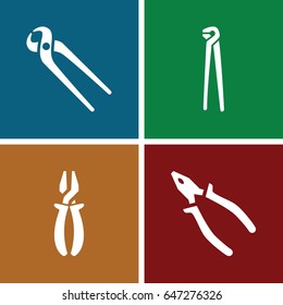 Pliers icons set. set of 4 pliers filled icons such as