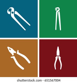 Pliers icons set. set of 4 pliers filled icons such as