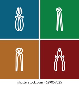 Pliers icons set. set of 4 pliers outline icons such as 