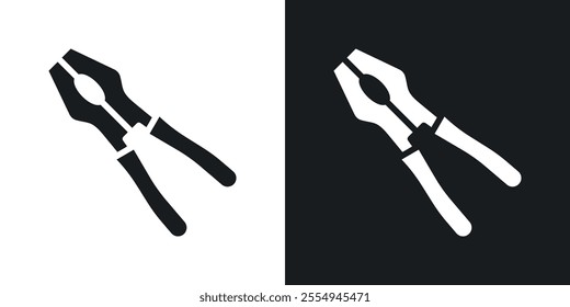 Pliers icons in solid black and white colors