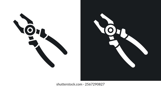 Pliers icons in solid black and white colors