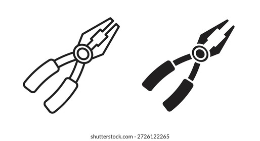 Iconos de alicates símbolo de Vector con trazo editable y versiones planas