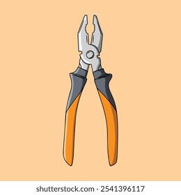 pliers illustration isolated on orange background