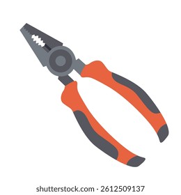 Pliers with insulated handles, hand drawn flat vector illustration