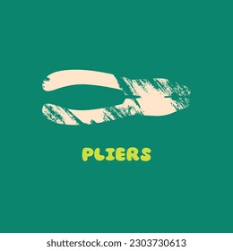 Pliers isolated on green background. Abstract working tools. Illustration for card, poster template, etc.